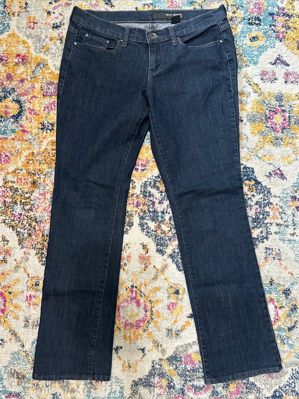 DKNY Jeans Petites 8P Dark Wash Straight Leg
Denim Jeans Womens Stretch